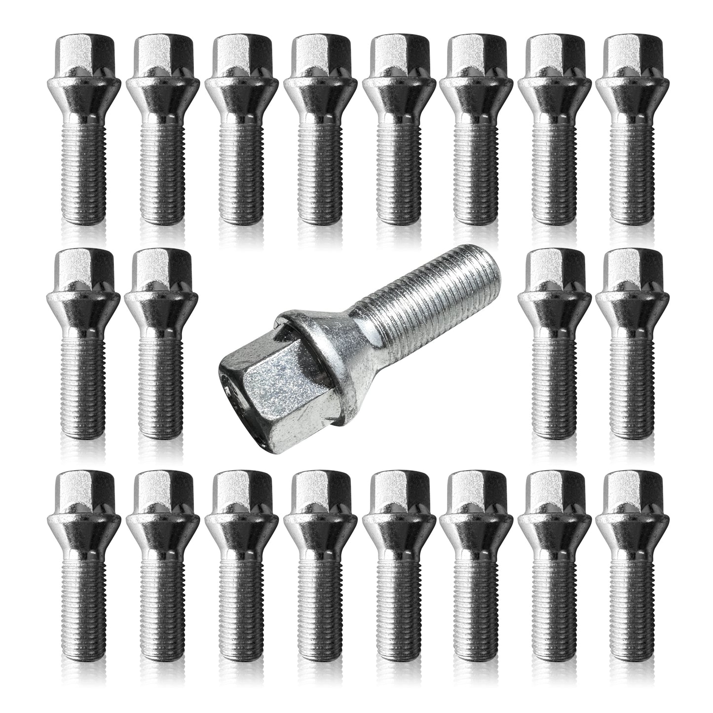 M12x1.25 - Wheel Bolts - Tapered - Silver