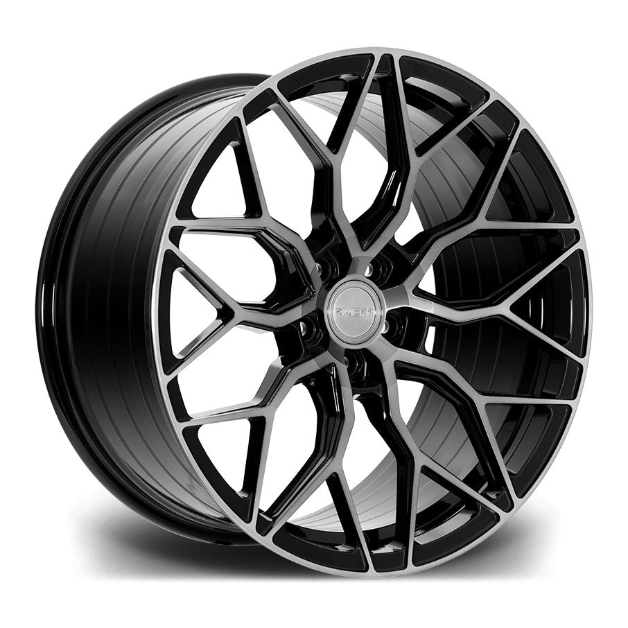 20-inch Riviera RF108 Black Polished Dark Tint staggered alloy wheel set