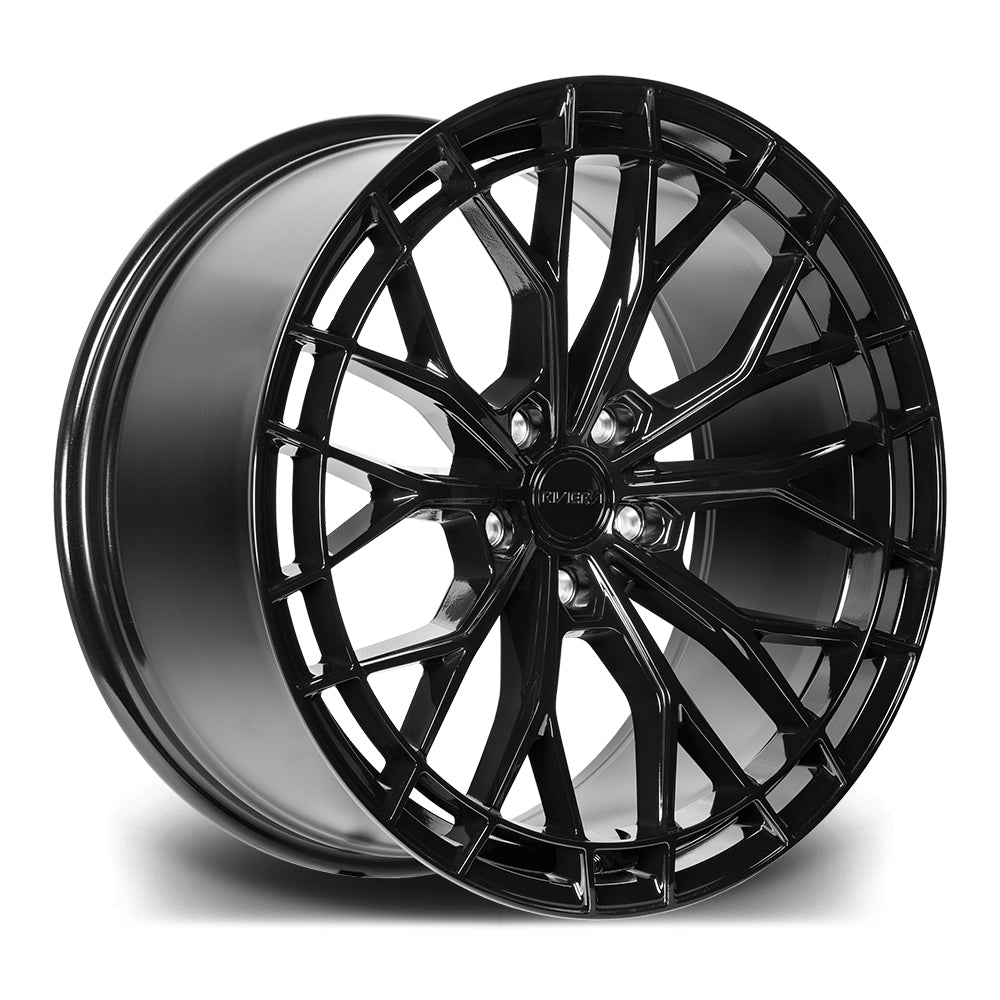 20-inch Riviera RF22 Gloss Black staggered alloy wheel set