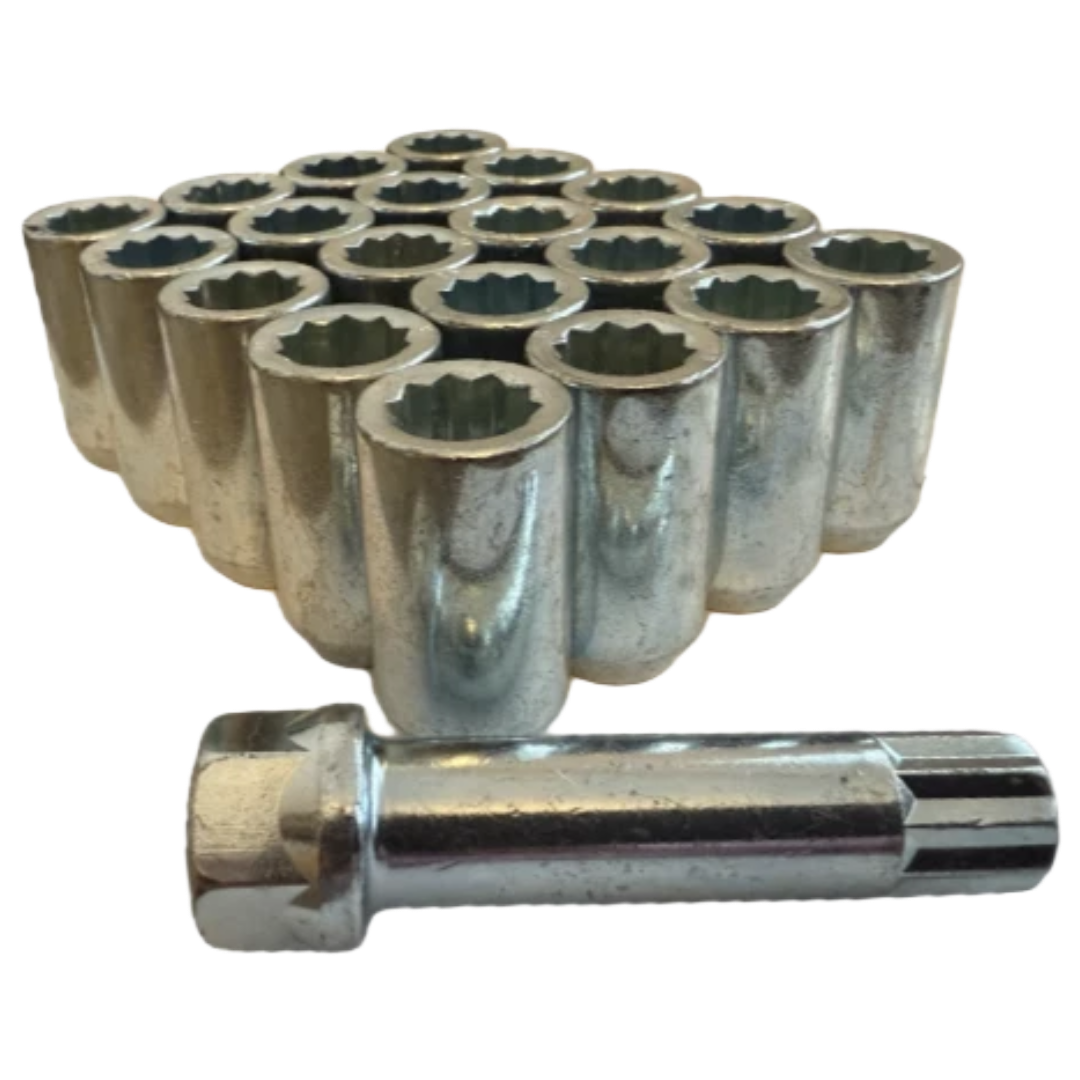M12x1.5 - Tuner Wheel Nuts with Key - Tapered - Silver
