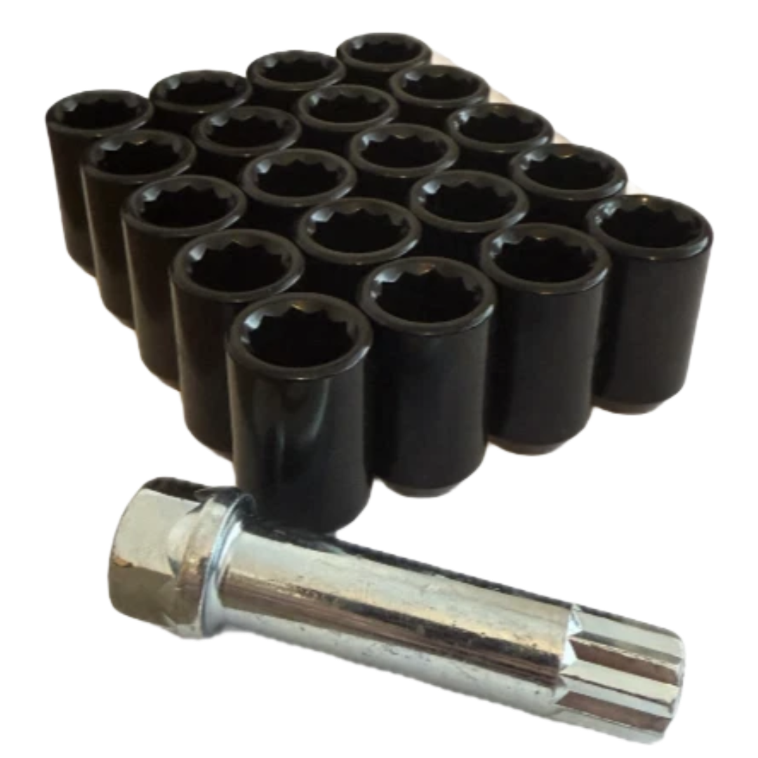 M12x1.5 - Tuner Wheel Nuts with Key - Tapered - Black