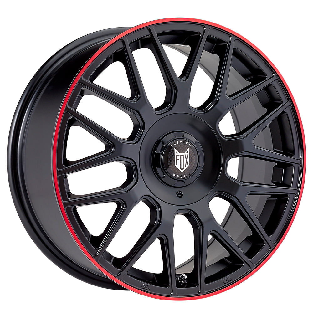18-inch Fox VR3 Satin Black Red Lip alloy wheel