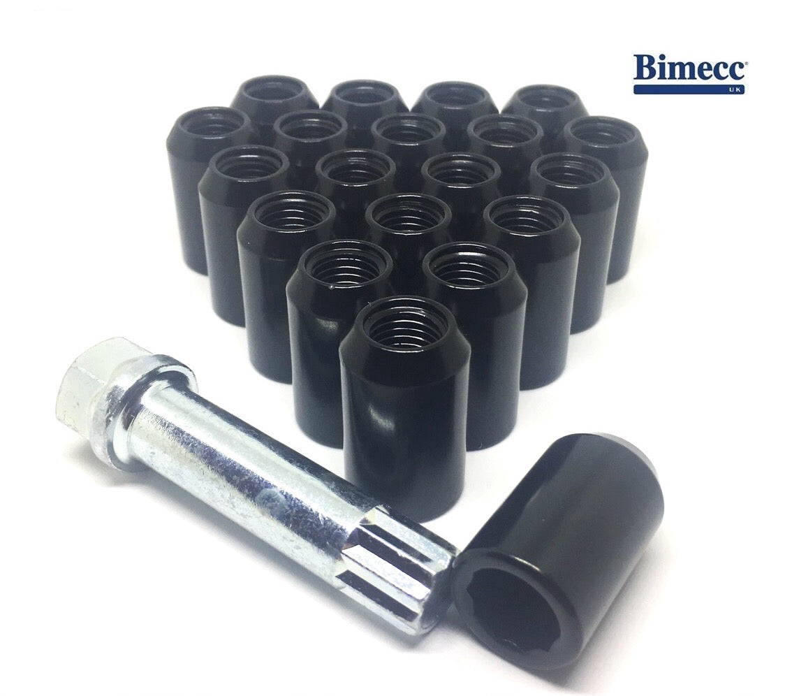M12x1.5 Tuner Wheel Nuts with Star Key - Black